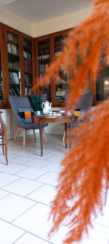 Bibliothèque du manoir, étagères de livres