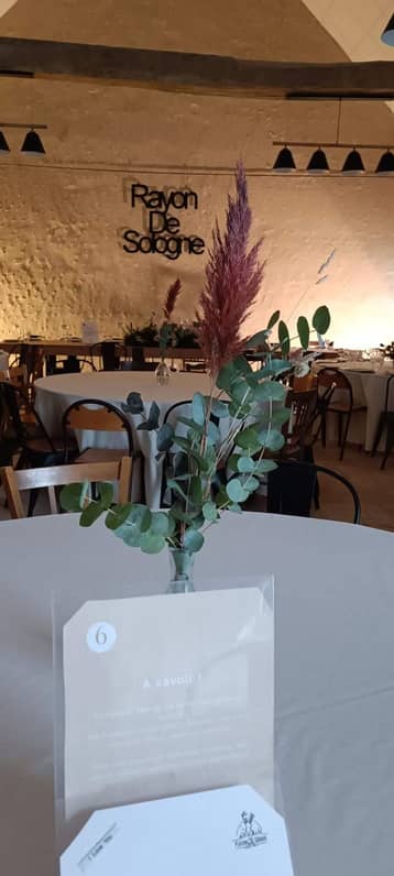 Grange à l'enseigne Rayon de Sologne, table dressée au premier plan
