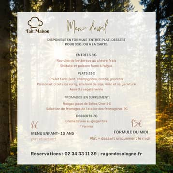 Menu d'avril du Bistrot du Grand Liot