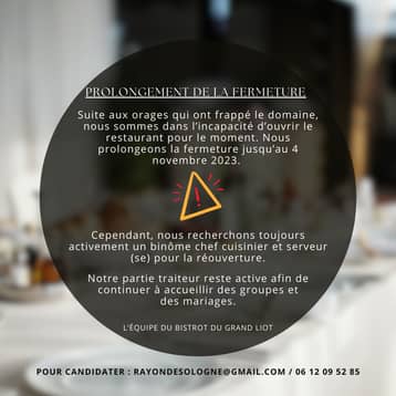 Affiche du prolongement de la fermeture du restaurant