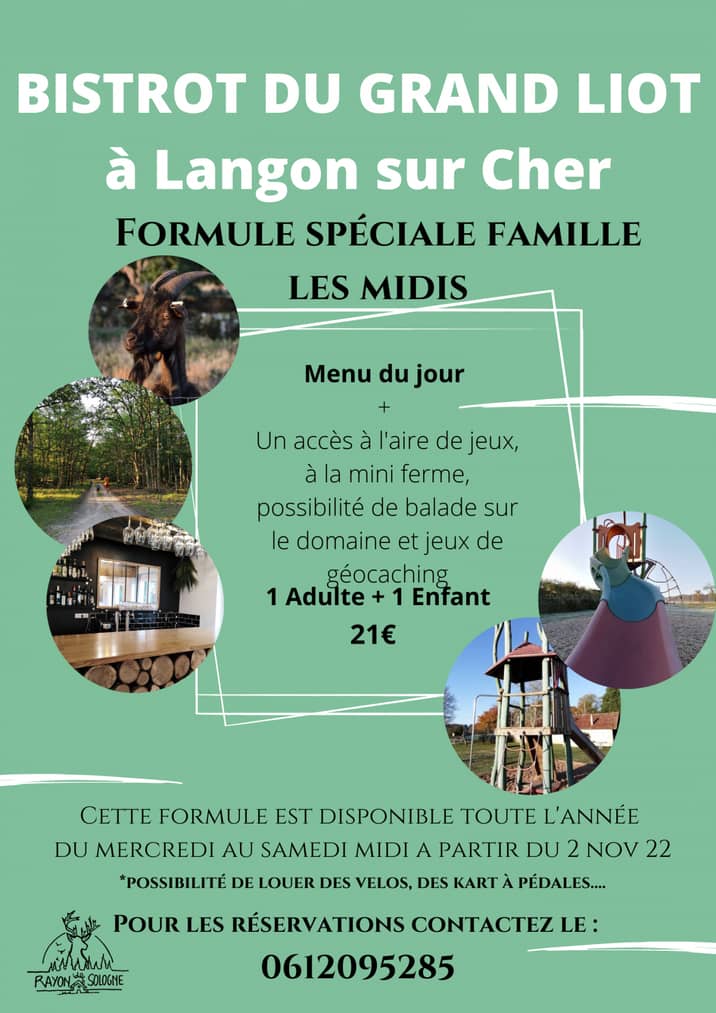 Affiche de la formule spéciale famille du Bistrot du Grand Liot