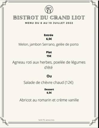 Menu 8 juillet