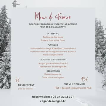 Menu de février du Bistrot du Grand Liot