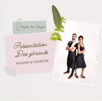 Visuel de présentation des gérants, portrait des deux cogérants en tablier