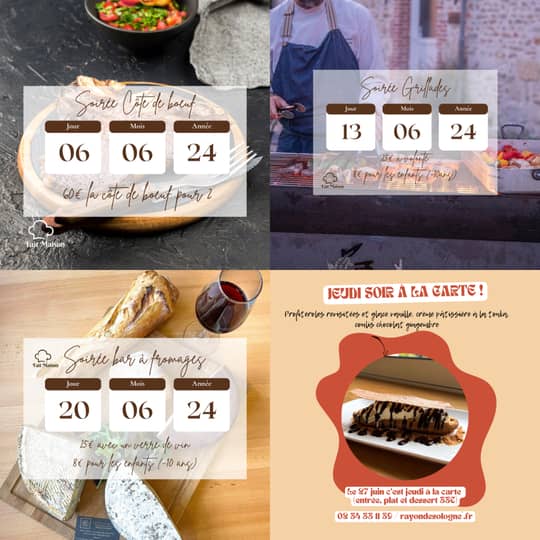 Affiche des soirées à thème du bistrot pour juin